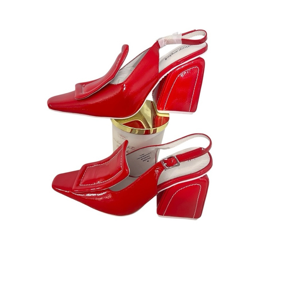 Jeffrey Campbell Red Slingback Block Heel Shoes NWOT